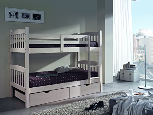 Desconocido MUEBLESYA.COM -Litera niños juevenil Dos Camas con Pack de cajones en Blanco Lavado Desconocido MUEBLESYA.COM -Litera niños juevenil Dos Camas con Pack de cajones en Blanco Lavado