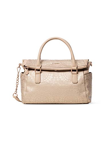 Desigual Bolso de mujer Bols_cittadina Loverty con asas, 14 x 24 x 33 cm, color Dorado, talla 14x24x33 cm (B x H x T) Desigual Bolso de mujer Bols_cittadina Loverty con asas, 14 x 24 x 33 cm, color Dorado, talla 14x24x33 cm (B x H x T)