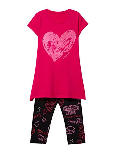 Desigual Girl Knit T-Shirt Short Sleeve (Pack_Papaya) Camiseta, Rojo (Pink Fuschia 3022), 128 (Talla del Fabricante: Medium) para Niñas