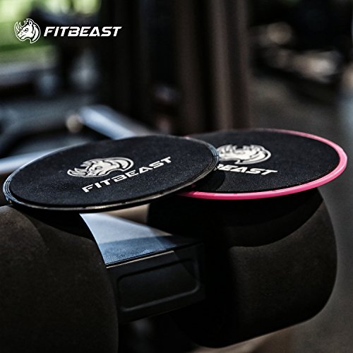 Deslizadores de ejercicio Core FitBeast 2 discos deslizantes de doble cara Mandos deslizantes centrales para alfombras y pisos duros. Núcleos deslizantes para ejercicio abdominal （Rosa）