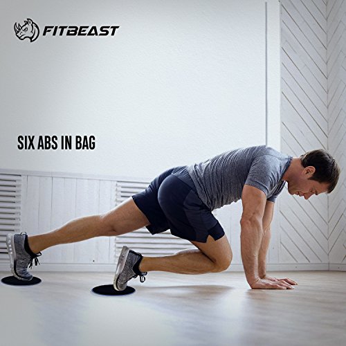 Deslizadores de ejercicio Core FitBeast 2 discos deslizantes de doble cara Mandos deslizantes centrales para alfombras y pisos duros. Núcleos deslizantes para ejercicio abdominal （Negro）