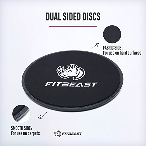 Deslizadores de ejercicio Core FitBeast 2 discos deslizantes de doble cara Mandos deslizantes centrales para alfombras y pisos duros. Núcleos deslizantes para ejercicio abdominal （Negro）