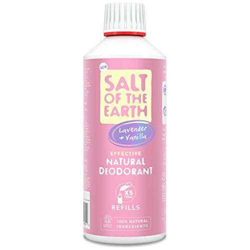 Desodorante natural en spray por Salt of the Earth, lavanda y vainilla, vegano, protección de larga duración, aprobada por Leaping Bunny, fabricado en el Reino Unido, 500 ml