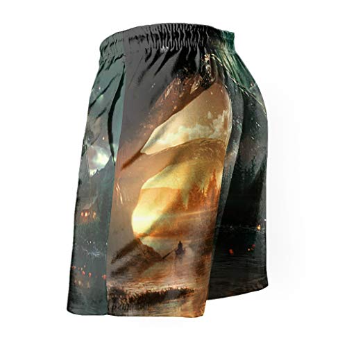 Dessionop Bañador para hombre Fantasy Forest River con estampado de paisaje y puesta de sol, con forro de bolsillo, color blanco 3D 6XL