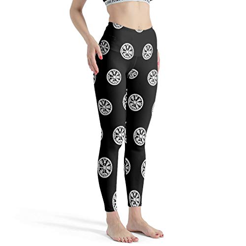 Dessionop Rendimiento Leggings de yoga para mujer, estilo vikingo, Vegvisir runas estampadas, medias tubulares blanco XXL