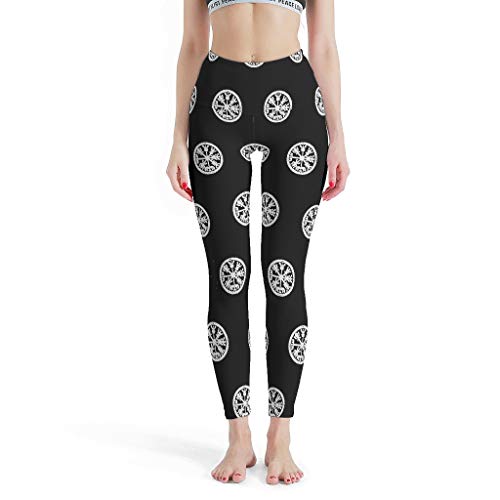 Dessionop Rendimiento Leggings de yoga para mujer, estilo vikingo, Vegvisir runas estampadas, medias tubulares blanco XXL