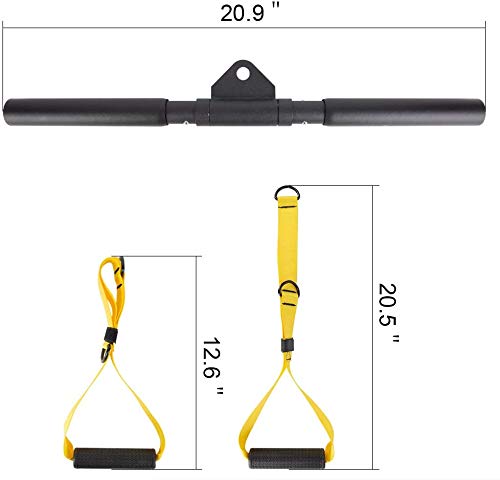 DESTRIC Accesorios para máquina de cable, mango desmontable, barra recta giratoria todo en uno, asas de ejercicio para gimnasio, levantamiento de pesas, crossfit y culturismo.