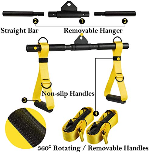 DESTRIC Accesorios para máquina de cable, mango desmontable, barra recta giratoria todo en uno, asas de ejercicio para gimnasio, levantamiento de pesas, crossfit y culturismo.