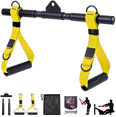 DESTRIC Accesorios para máquina de cable, mango desmontable, barra recta giratoria todo en uno, asas de ejercicio para gimnasio, levantamiento de pesas, crossfit y culturismo.