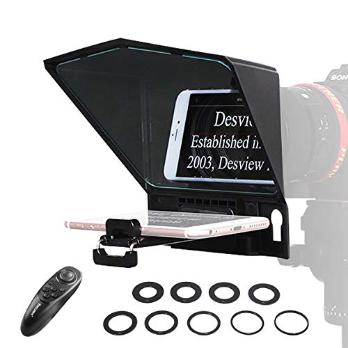 Desview T2 Teleprompter-Móvil-Cámara-DSLR, Telepronter Autocue Compatible para iPad Mini y iPhone, con Control Remoto y Anillos Adaptadores de Lentes Desview T2 Teleprompter-Móvil-Cámara-DSLR, Telepronter Autocue Compatible para iPad Mini y iPhone, con Control Remoto y Anillos Adaptadores de Lentes