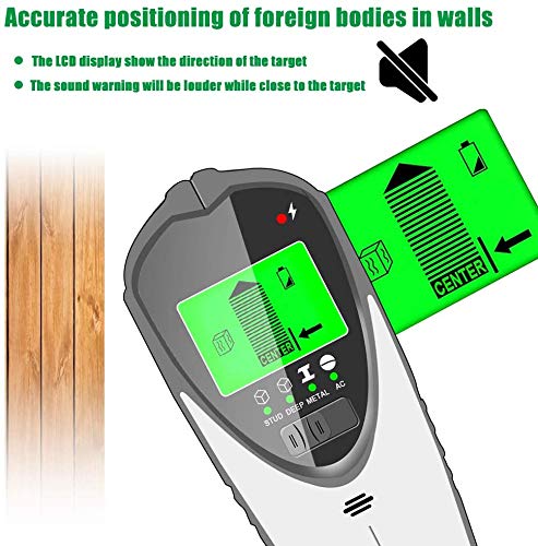 Detector de Pared, 4 en 1 Multifuncional Detector Cables y Tuberias con Pantalla LCD Retroiluminada, Stud Finder Detector de Metales Pared para Detecta Metal Tuberías Madera y AC Cable