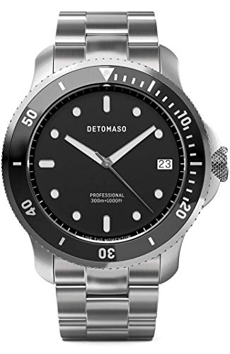 DETOMASO San Remo Diver - Reloj de pulsera para hombre, analógico, de cuarzo, correa de acero inoxidable, color plateado