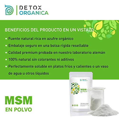 Detox Organica MSM Polvo 99.9% Puro En Bolsa 1 kg | Sin Aditivos - Azufre Orgánico En Dosis Alta – 100% Natural Vegetal | Antiinflamatorio – Dolor Muscular | Producto Vegano Hecho En Alemania Detox Organica MSM Polvo 99.9% Puro En Bolsa 1 kg | Sin Aditivos - Azufre Orgánico En Dosis Alta – 100% Natural Vegetal | Antiinflamatorio – Dolor Muscular | Producto Vegano Hecho En Alemania