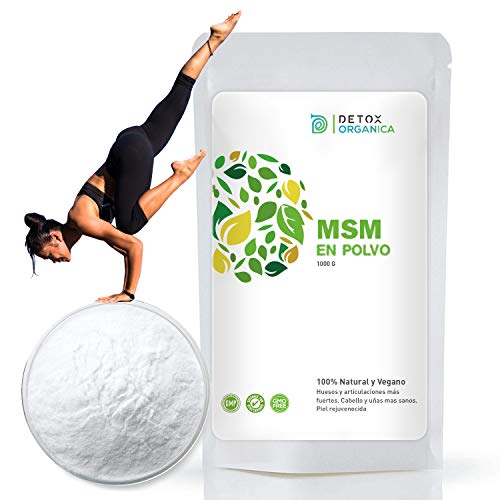 Detox Organica MSM Polvo 99.9% Puro En Bolsa 1 kg | Sin Aditivos - Azufre Orgánico En Dosis Alta – 100% Natural Vegetal | Antiinflamatorio – Dolor Muscular | Producto Vegano Hecho En Alemania