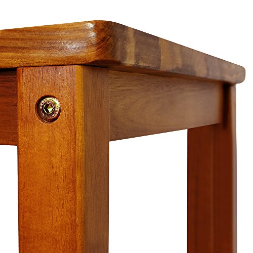 Deuba 4x Taburetes de bar altos de Madera de Acacia con respaldo estilo colonial para barras salón cocina 40x35,5x110cm