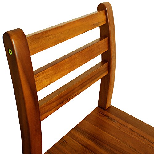 Deuba 4x Taburetes de bar altos de Madera de Acacia con respaldo estilo colonial para barras salón cocina 40x35,5x110cm