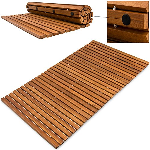 Deuba Alfombra de baño de Madera de Acacia pre-aceitada Anti-Deslizante - Medidas: 80 cm x 50 cm