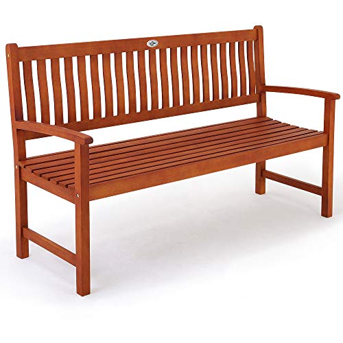 Deuba Banco de jardín "Maxima" resistente de madera de Eucalipto 3 plazas 152x55x90cm interior exterior Jardín Terraza Deuba Banco de jardín "Maxima" resistente de madera de Eucalipto 3 plazas 152x55x90cm interior exterior Jardín Terraza