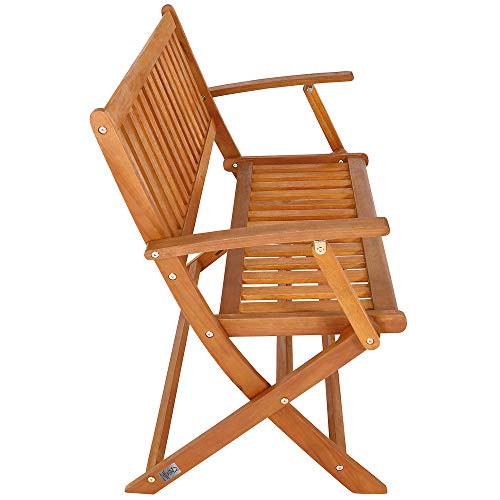 Deuba Banco de Madera de eucalipto Plegable para 2 Personas Asiento para Exterior jardín Patio terraza Banco de Parque