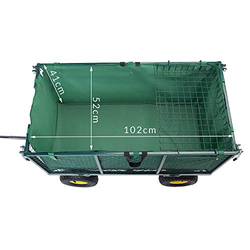 Deuba Carro para jardín Verde con ruedas carga máx de 550 kg carretilla de jardín con lona extraíble transporte fácil