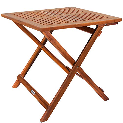 Deuba Mesa Auxiliar de jardín 70 x 70 cm Madera de Acacia mesita de café Exterior Plegable Camping terraza Patio