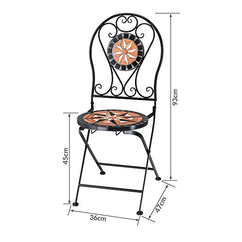 Deuba Set de 2 Sillas Mosaico »Pamplona« Asiento de cerámica Plegables 36x45x93cm para balcón jardín terraza Patio