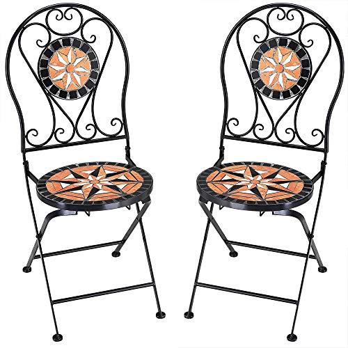 Deuba Set de 2 Sillas Mosaico »Pamplona« Asiento de cerámica Plegables 36x45x93cm para balcón jardín terraza Patio Deuba Set de 2 Sillas Mosaico »Pamplona« Asiento de cerámica Plegables 36x45x93cm para balcón jardín terraza Patio