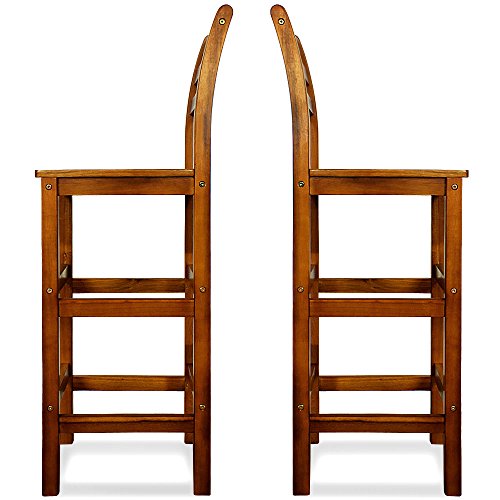 Deuba Set de 2 Taburetes de Bar Altos con Respaldo de Madera de Acacia 40,5x36x110cm sillas de Barra rústico salón Cocina