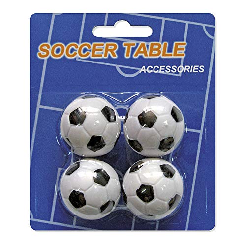 Devessport - Futbolín - Paquete de 4 Bolas de 35mm - Fabricadas en plástico - Bolas de futbolín de Repuesto - Color Blanco / Negro - Plástico Compacto, Resistente y sin rugosidades