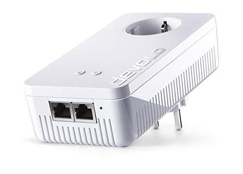 devolo dLAN 1200+ WiFi ac (1200 Mbit/s WLAN ac, 2,4 y 5 GHz a la vez, 2 puertos LAN, 1 adaptador Powerline, ideal para juegos online y streaming en alta definición, adaptador de red PLC, WiFi Move) color blanco
