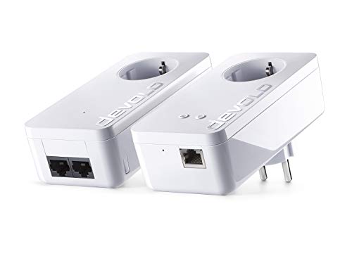 devolo dLAN 550+ WiFi - Kit de adaptadores para Red PLC Powerline (500 Mbps, 2 x adaptores Powerline, 1 x Puerto LAN, repetidor WiFi, Amplificador de señal WiFi, WiFi Move, Range+), Blanco