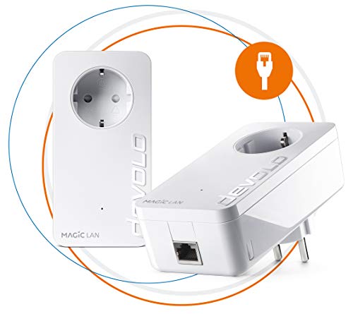 Devolo Magic 1 LAN - Starter Kit de Powerline para una Red Doméstica Fiable a Través de Techos y Paredes Mediante los Cables de Corriente, Innovadora Tecnología G.hn, Blanco