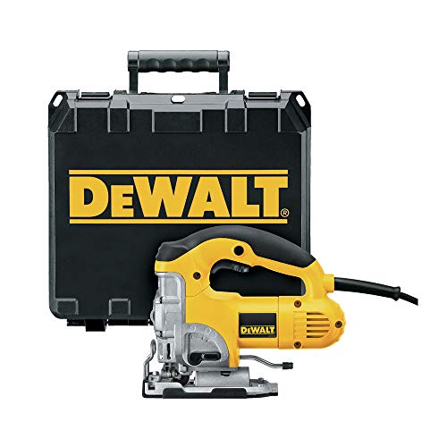 Dewalt DW331K-QS Sierra de calar 230V Electrónica con puño cerrado maletín, Negro y amarillo, EA