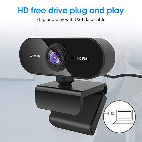 Dewanxin Webcam 1080P Full HD CMOS Cámara Web de Alta Micrófono Reductor de Ruido y Corrección de Automática,USB Plug and Play,Base Giratoria de 360°,para PC Computadora Portátil, Videollamadas Juegos