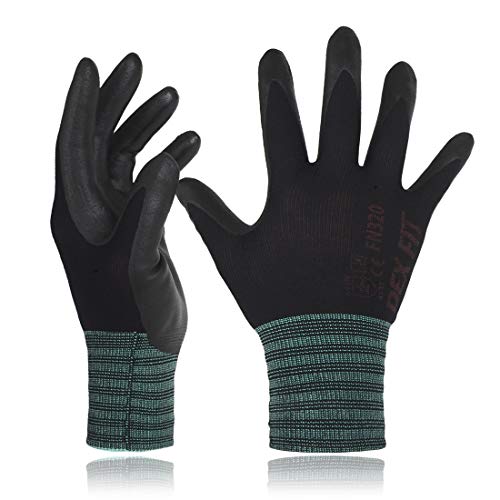 DEX FIT Guantes para Jardinería FN320, Ajuste Cómodo Elástico 3D, Buen Agarre, Recubrimiento de Espuma Duradero de Nitrilo, Táctil, Fino y Ligero, Lavable en la Lavadora Negro 11 (XXL) 3 Pares