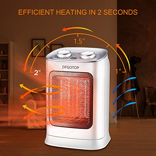 DFGOTOP Mini Calefactor Eléctrico Cerámico Baño, Calefacción Eléctrica Silenciosa Bajo Consumo, Portátil Calefactores Aire Caliente Pequeño Blanco