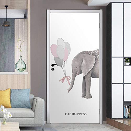 DFKJ Papel Pintado Autoadhesivo de Flamenco, Pegatina de Puerta de Animales de Dibujos Animados Bonitos, decoración del hogar, póster Impermeable, calcomanía Mural A23 95x215cm