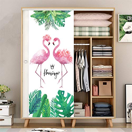 DFKJ Papel Pintado Autoadhesivo de Flamenco, Pegatina de Puerta de Animales de Dibujos Animados Bonitos, decoración del hogar, póster Impermeable, calcomanía Mural A23 95x215cm