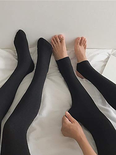 DFSDG Leggings de Estilo de Invierno Calcetines Desgaste Cepillado y Grueso Pantalones de cálido cálido Carne luz Negro luz de Pierna Femenina artefacto (Color : Grey Stepped Foot)