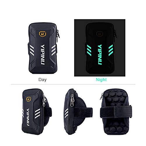 DFV mobile - Funda Brazalete Reflectante Impermeable con 2 Compartimentos Deporte Correr Andar Ciclismo Gimnasio para General Mobile DST Sense - Negra