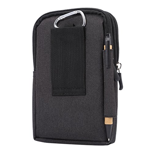 DFV mobile - Funda Universal Multiusos con Varios Compartimentos para Cinturon y Mosqueton para AIRIS TM-500 5" DC - Negra (17 x 10.5 cm)