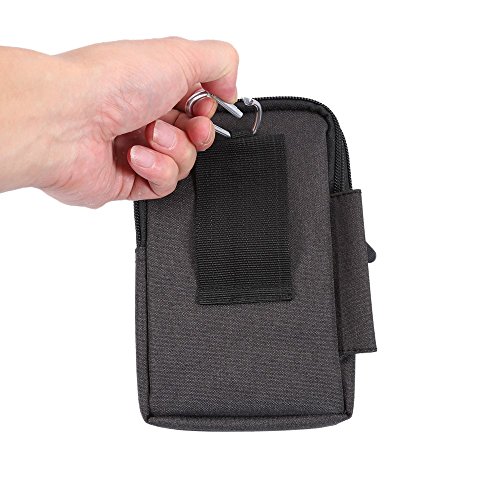 DFV mobile - Funda Universal Multiusos con Varios Compartimentos para Cinturon y Mosqueton para AIRIS TM-500 5" DC - Negra (17 x 10.5 cm)