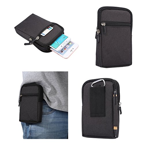 DFV mobile - Funda Universal Multiusos con Varios Compartimentos para Cinturon y Mosqueton para AIRIS TM-500 5" DC - Negra (17 x 10.5 cm)