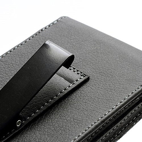 DFV mobile - Leather Flip Belt Clip Metal Case Holster Vertical for AIRIS TM-500 5" DC - Black