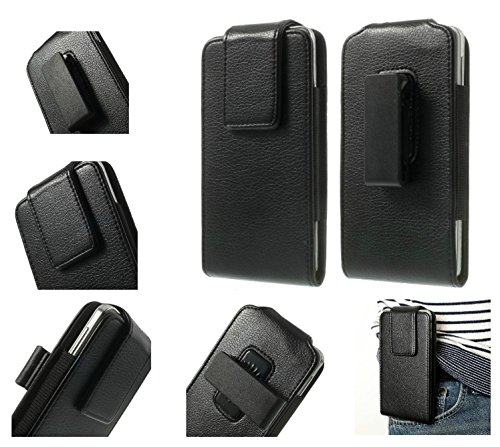 DFV mobile - Magnetic Leather Holster Case Belt Clip Rotary 360º for AIRIS TM-500 5" DC - Black