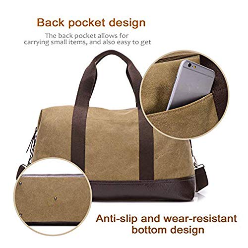 DGSFES Bolso de viaje para hombre Bolso de hombro Bolso de lona de cuero portátil Actividad al aire libre Bolso de trabajo multibolsillo Bolso deportivo de fitness Caqui/Negro/Gris/Marrón-brown