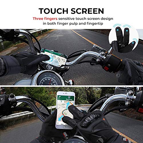 Dgtyui Guantes de Moto cálidos Invierno equitación Bicicleta de montaña Motocross Pantalla táctil Guantes de Moto Hombres Impermeables Green M