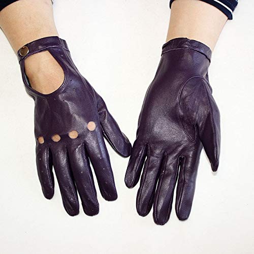 Dgtyui Guantes para Mujer de un Solo Pecho, sección Delgada, Moda, Remache Hueco, Estilo Primavera y Verano, conducción, conducción, Guantes de Conductor - púrpura X 7 1/2