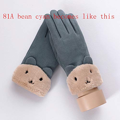Dgtyui Invierno Mujer Doble Grueso Felpa muñeca cálido Lindo Guantes de Montar Damas Cuero de Gamuza Pantalla táctil Guantes de conducción - C Bean Cyan Dgtyui Invierno Mujer Doble Grueso Felpa muñeca cálido Lindo Guantes de Montar Damas Cuero de Gamuza Pantalla táctil Guantes de conducción - C Bean Cyan