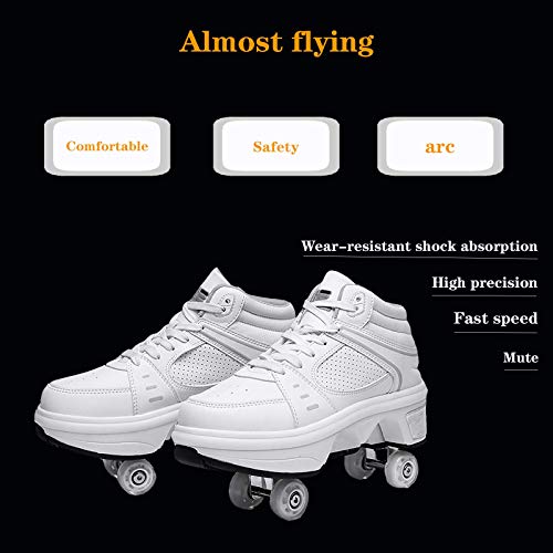 DHTOMC Patines De 4 Ruedas,7 Colores Intermitentes Led High Top Patines De Ruedas Zapatos Retráctiles Técnicos Skateboarding Sport Running Shoes,EUR33